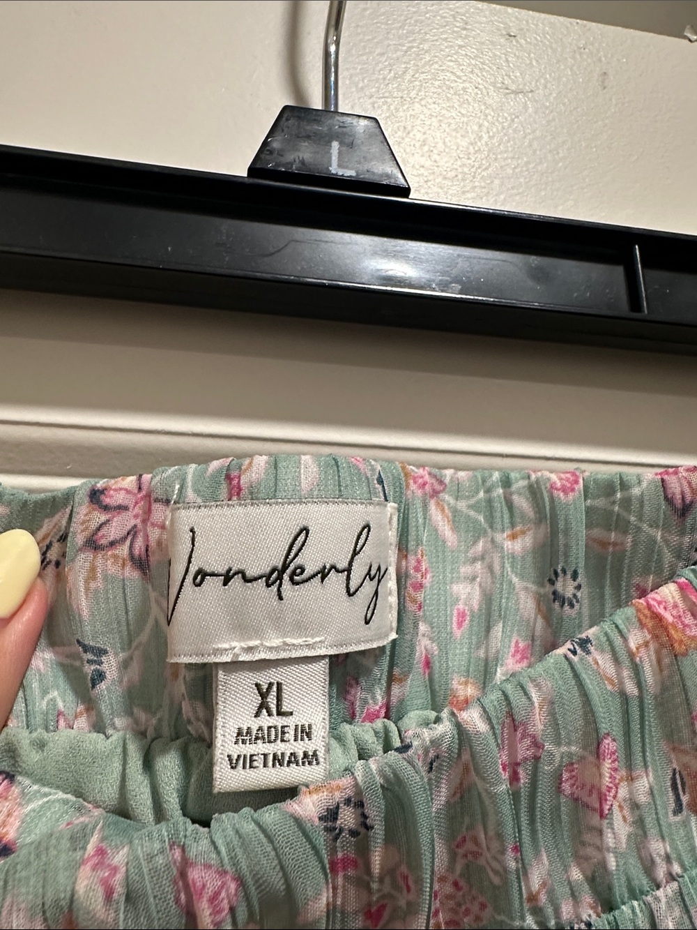 Wonderly Mint Green Tiered Floral Maxi Skirt with Pink Accents - Picture 2 of 3